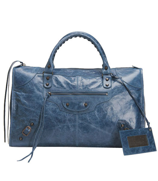 Balenciaga grande sacchetto gigante in pelle Sapphire Blue Oil